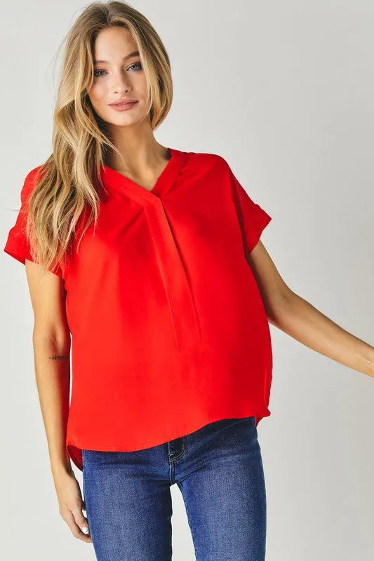 V-Neck Dolman Sleeve Solid Basic Top