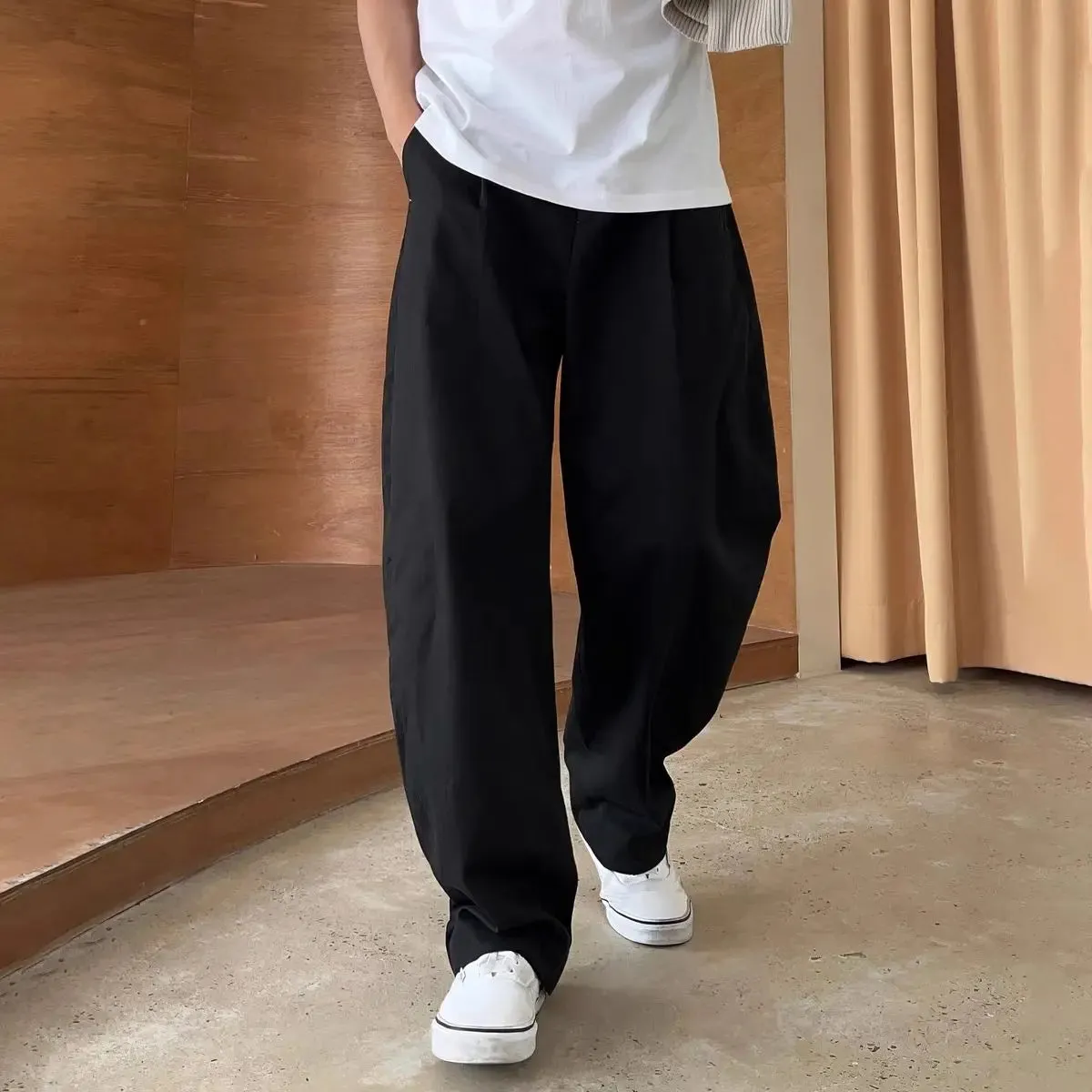 Wiaofellas  -  Male Trousers Tailoring Wide Straight White Clothes Men's Casual Pants New in Sale Regular Fit Slacks Cheap Baggy High Quality