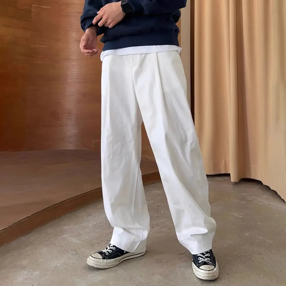 Wiaofellas  -  Male Trousers Tailoring Wide Straight White Clothes Men's Casual Pants New in Sale Regular Fit Slacks Cheap Baggy High Quality