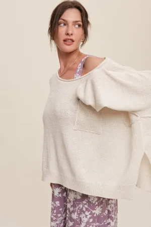 Wide Neck Oversized Knit Sweater