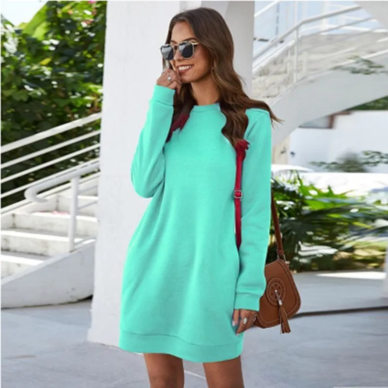 Women's Casual Solid Loose Sweater Mini Dress | Ideal for Autumn/Winter