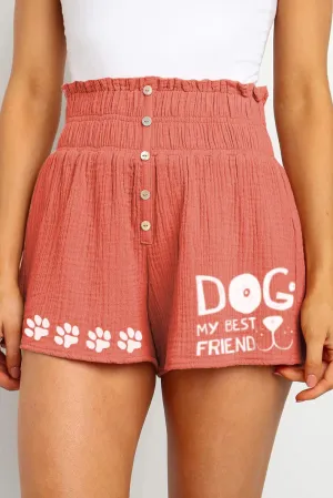 Women's Dog Paw High-waisted button slacks